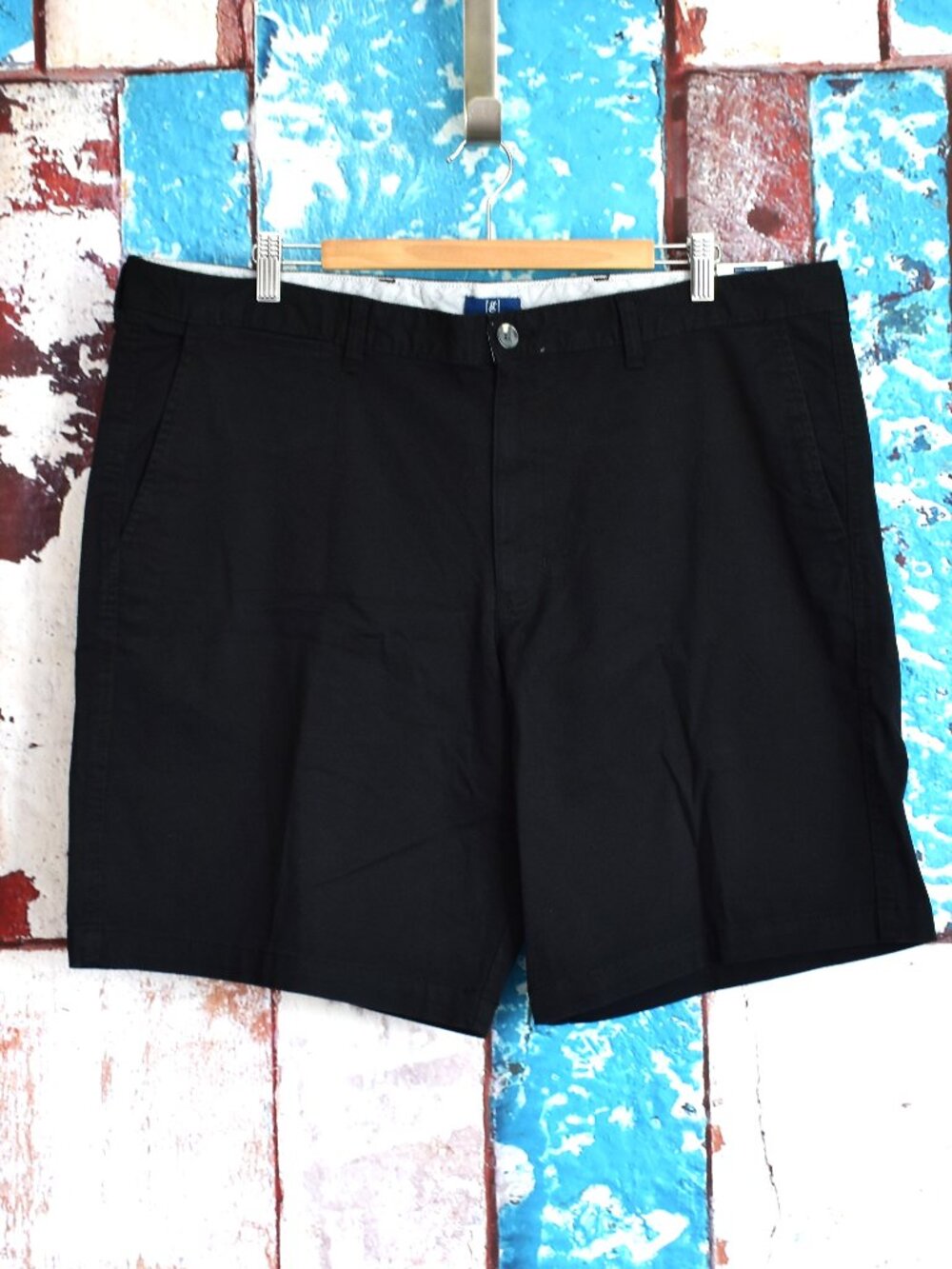 Men's George Flat Front Shorts Stretch Above Knee Stretch Soft SIZE 44 Black NEW